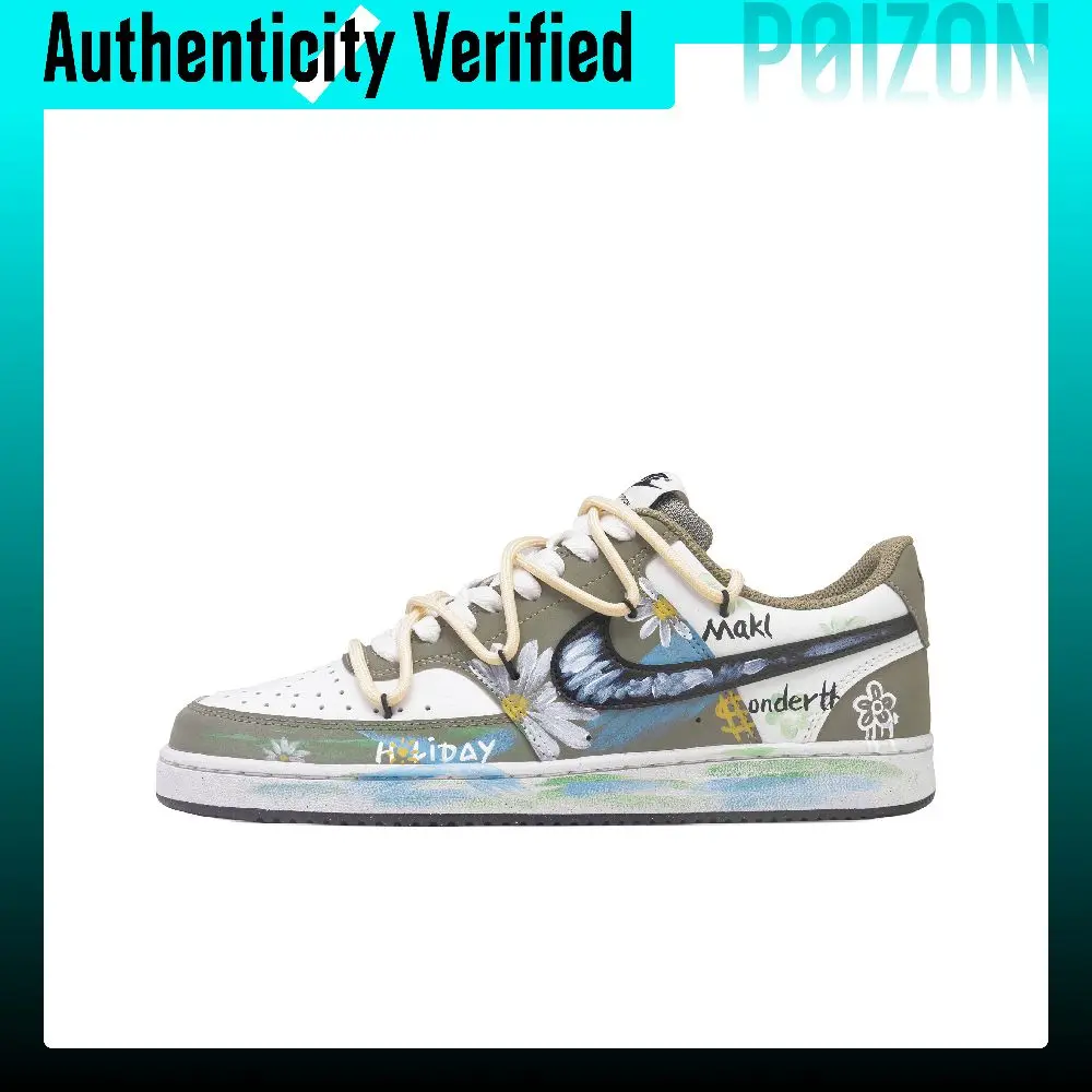 Nike Court Vision Wild Wind Breathable Low top Skateboard Shoes Men's Olive Green IM0459-104(Team420-)