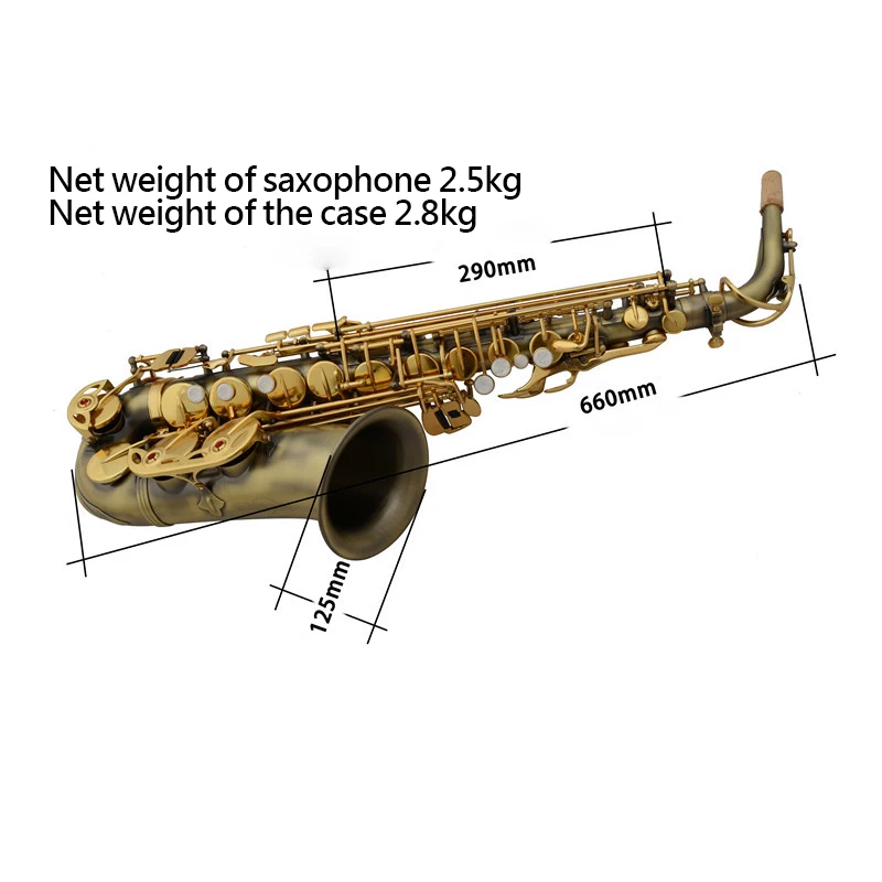 Alto Eb احترافي متطور مع جسم نحاسي عتيق ومفاتيح ذهبية ساكسفون SAX