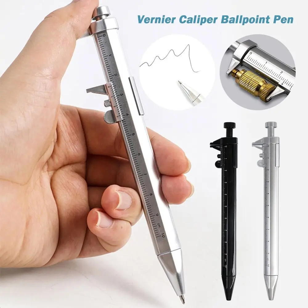 High Quality Multifunction Plastic Vernier Caliper Pen 1.0mm Press Type Ballpoint Pen With Scale Writing Pen Stationery Gift