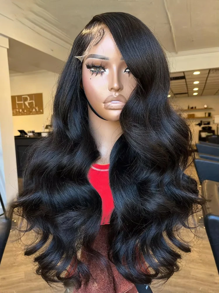 

100% Human Hair Body Wave 13x4 HD Transparent Lace Front Wig Brazilian 30 38 Inch black 13x6 Lace Frontal Wigs Pre Plucked
