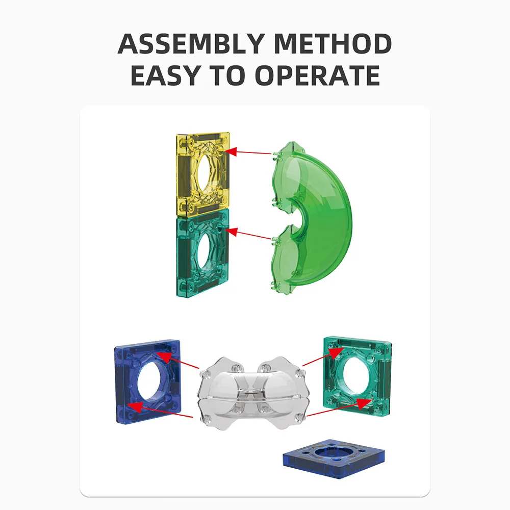Gekleurd raam magnetisch stuk pijpmagneet kinderglijbaan bal magnetisch bouwsteen spoor splitsend speelgoed