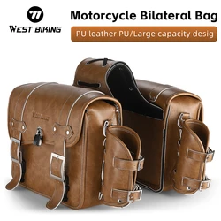 WEST BIKING Double Side Motorcycle Bag Mountain Road Bicycle Bike Trunk Bags with Anti-theft Lock Rear Rack Seat Pannier Pack