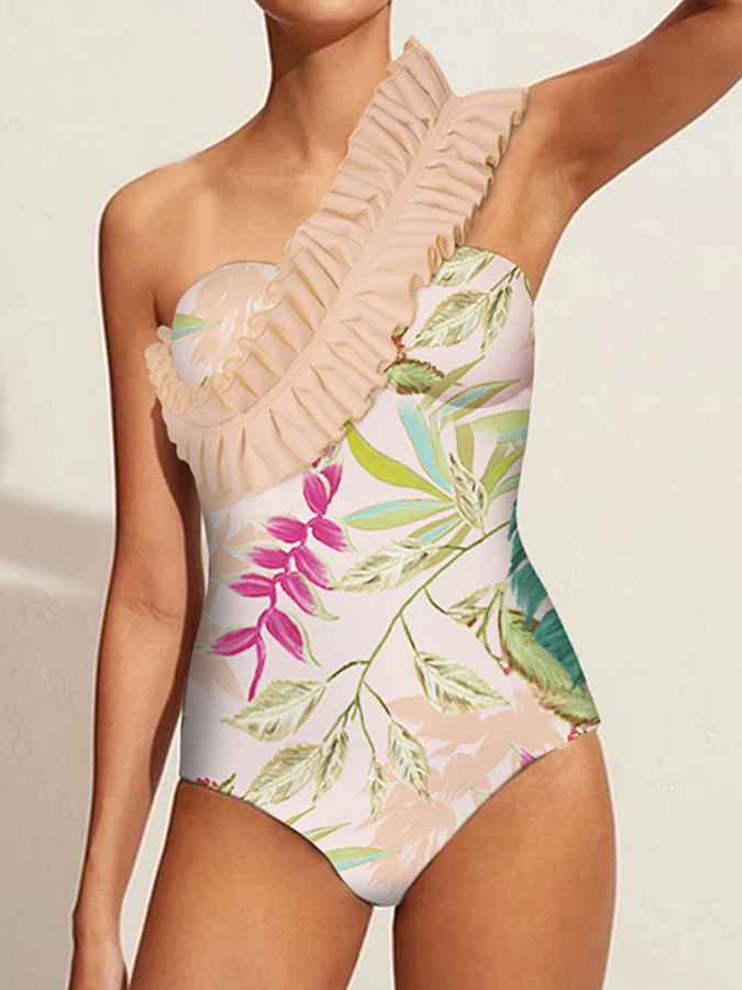 Maillot de bain à imprimé botanique pour femmes, vêtements de plage, 1 pièce, robe pour femmes, maillots de bain, une initiée, sexy, tankini, été, nouveau, 2023