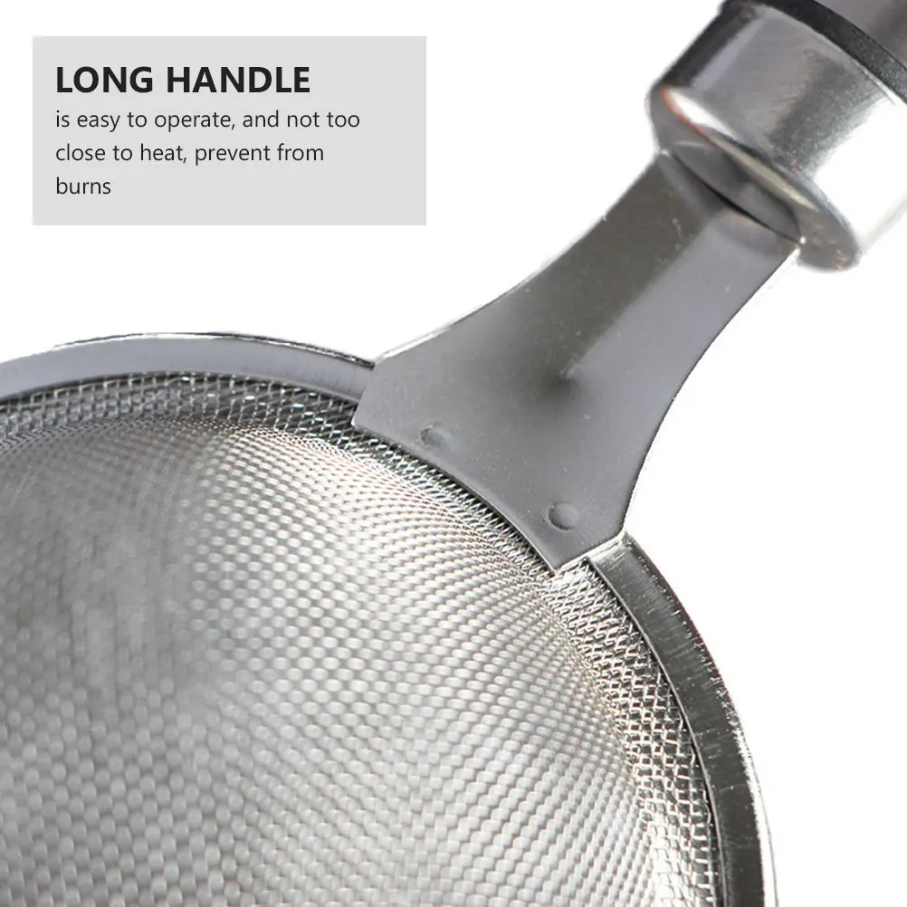 

Stainless Steel Oil Strainer Soy Milk Filter Kitchen Colander Long Handle Cooking Frying Food Strainer for Noodles