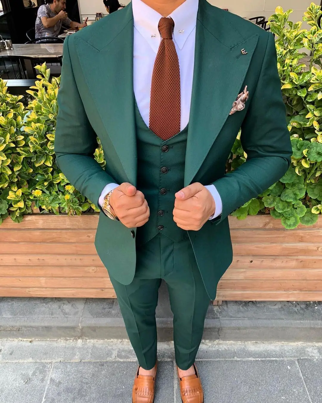 

Green Men 3 Pieces Classic Blazers Suit Sets Mens Business Blazer +Vest +Pants Suits Sets Autumn Men suits for Wedding Party Set