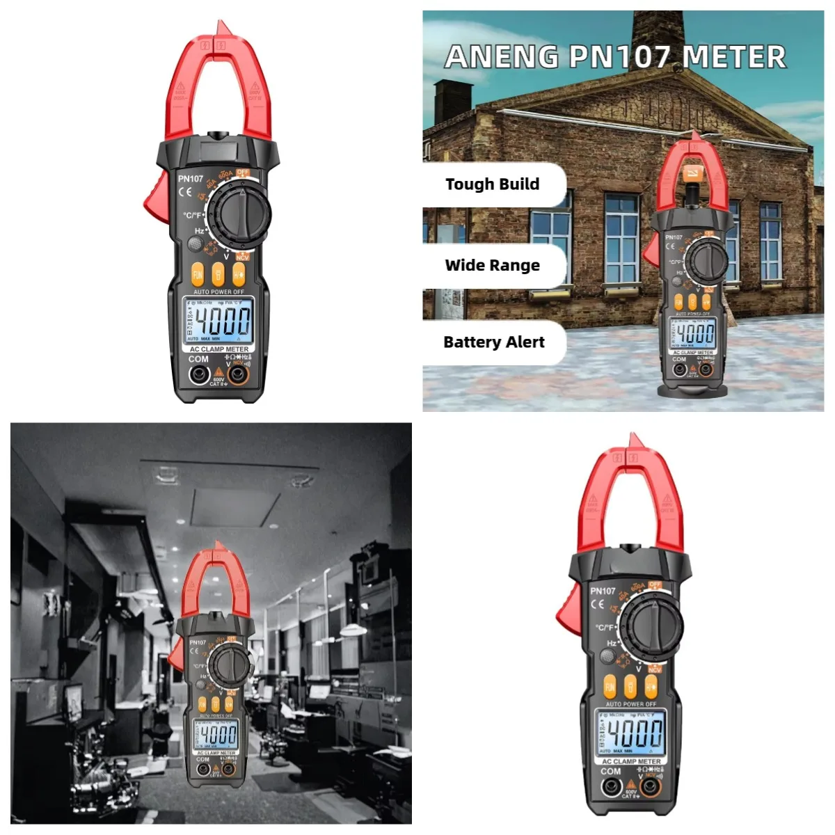 

4000 Counts Auto Digital Clamp Meter True RMS AC DC CAT II 600V Professional Electrical Multimeter Tester