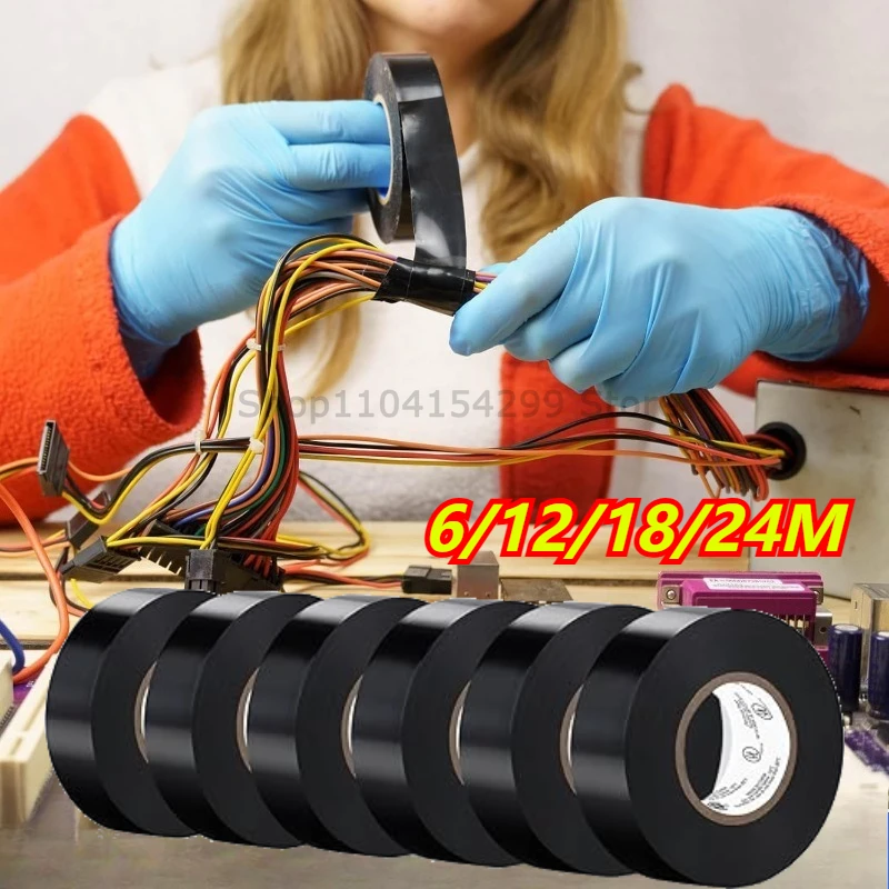 Elektrisch isolierende PVC-Bänder, temperaturbeständiges, hitzebeständiges schwarzes Isolierband, selbstklebende elektrische Drahtschutzbänder