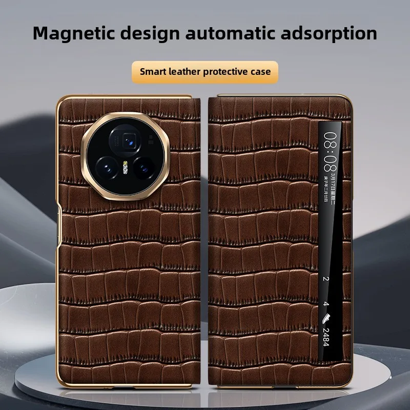 

Leather Alligator Pattern For Honor Magic V3 Case Magnetic Plating Phnom Penh Large Hole Flip Case