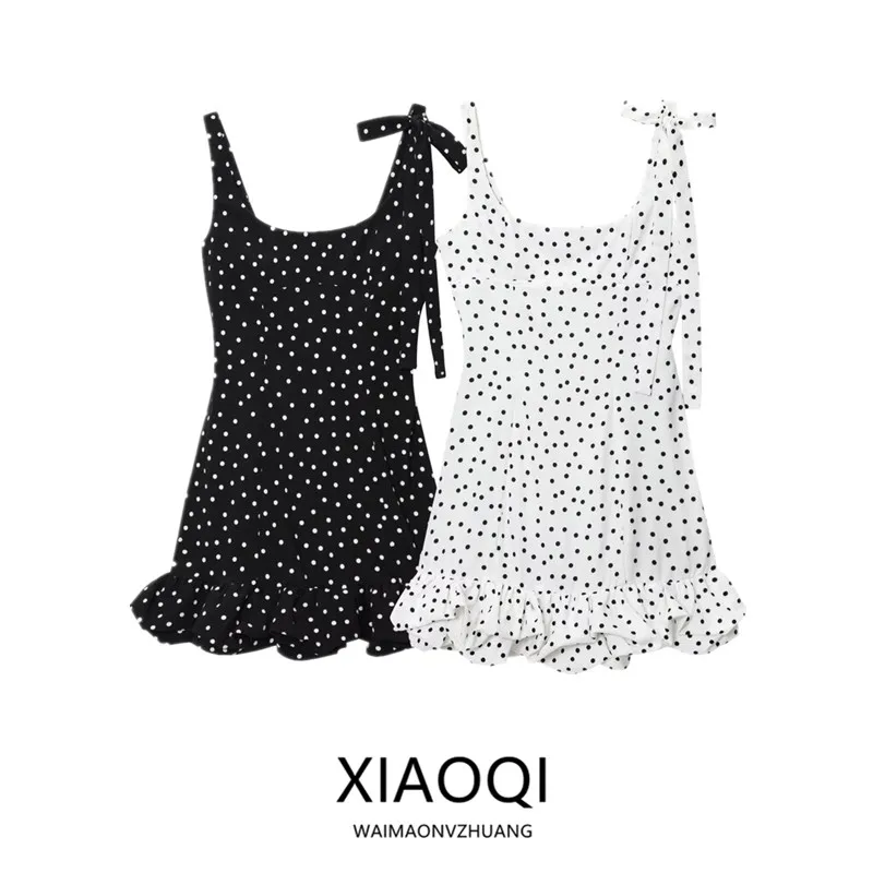 Estate 2025 Design da donna Dot con cintura in pizzo Trim Dr Vita alta Gonna a trapezio Svel Or Lunghezza Casual Dres