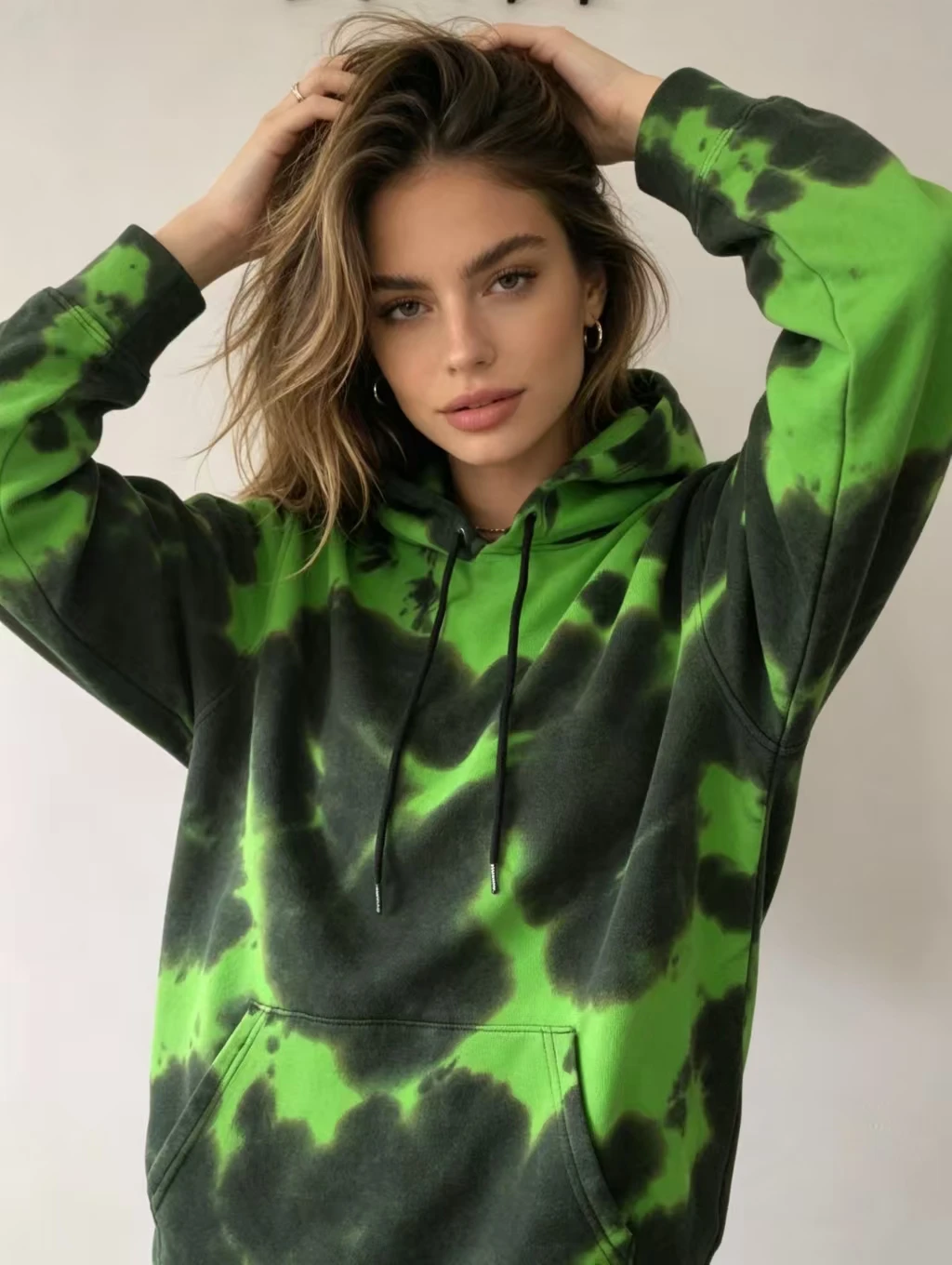 

Fenggejiwo unisex casual hoodie with velvet, washed and used, hooded tie dye hoodie