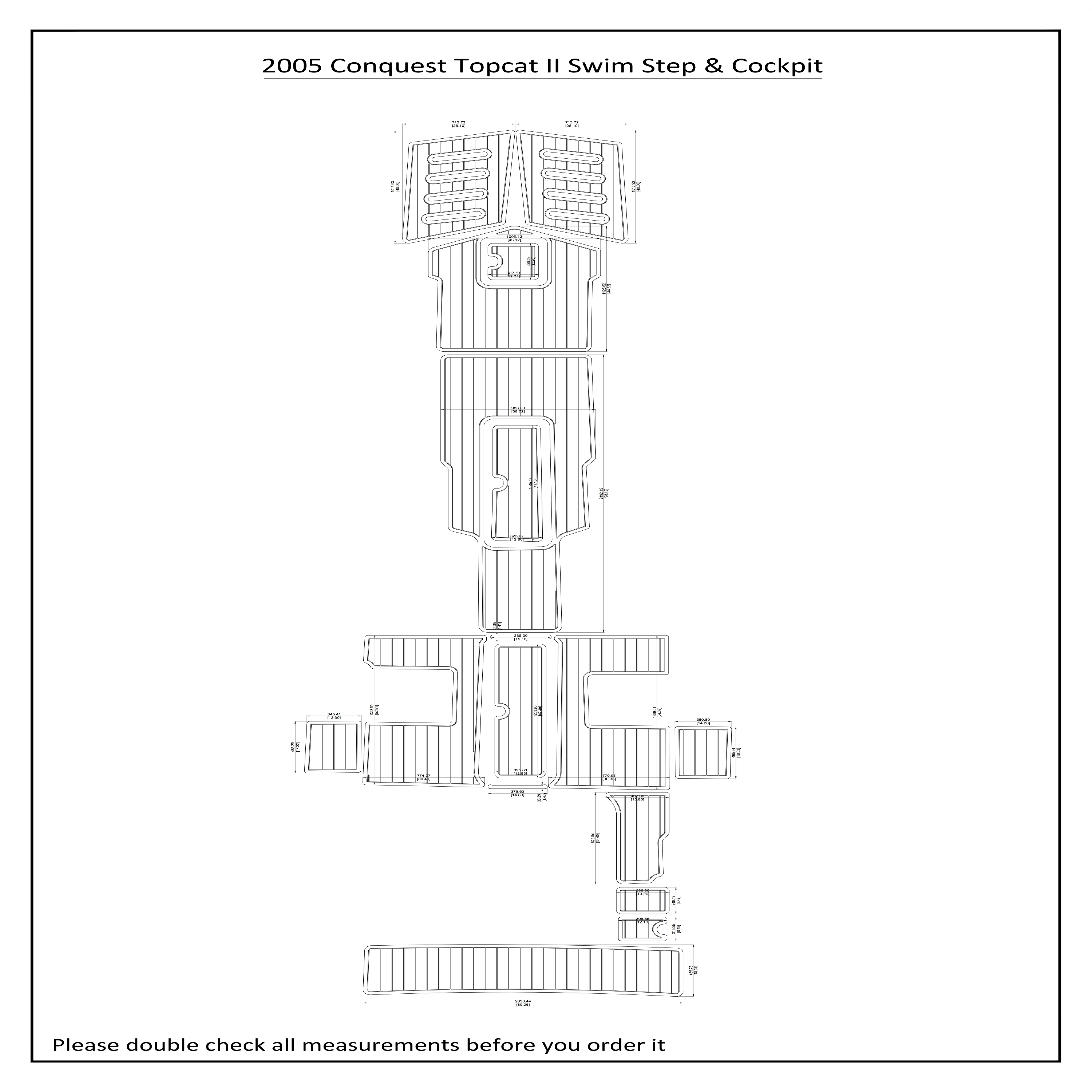 2005 Conquest Topcat II Swim Step Cockpit EVA Faux Teak Deck Floor Pad