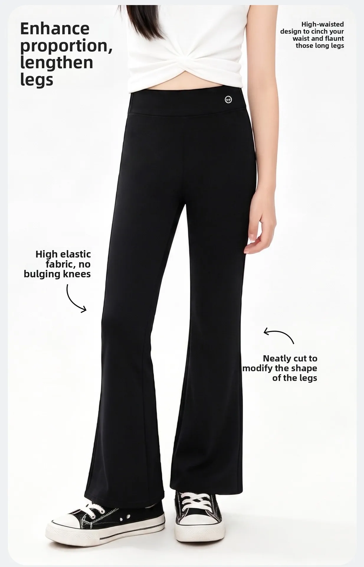 Slightly Flared Pants Thin Daily Girls Kids' Flared Pants High-Waist Leggings Children Sun-Protection Pants Little Teenager Girl