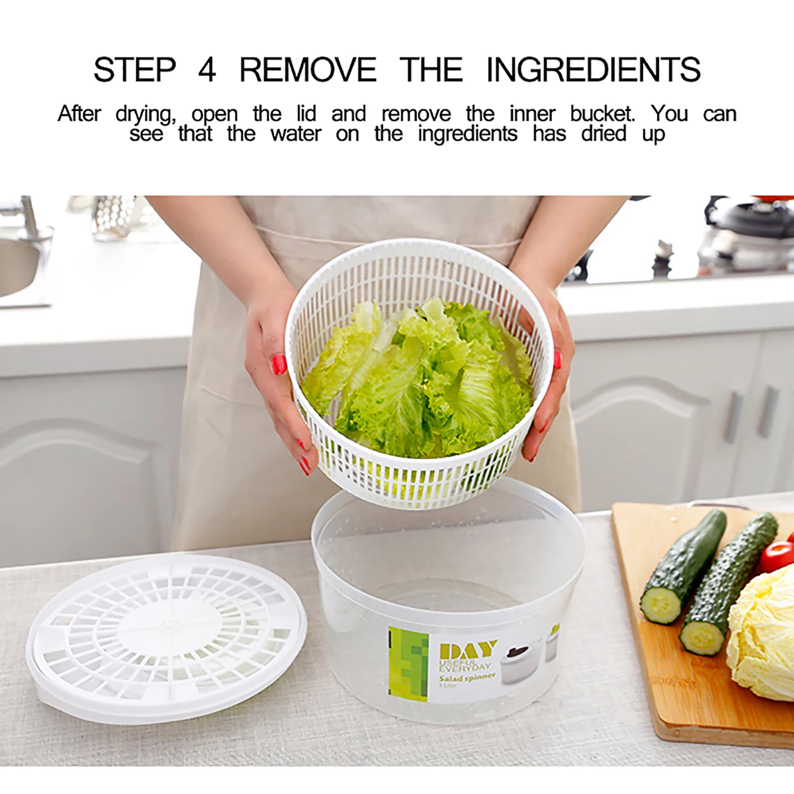 Salad Spinner Lettuce Greens Washer Dryer Drain Crisper Strainer For Washing Drying Leafy Vegetables Kitchen Accessories