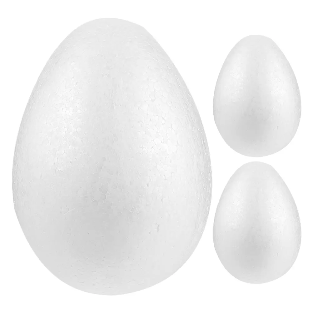 

3pcs White Foams Fake Eggs Decoration Diy Craft Enthusiasts Easter Party Artistic Egg Crafts Decorative Simulation Eggs