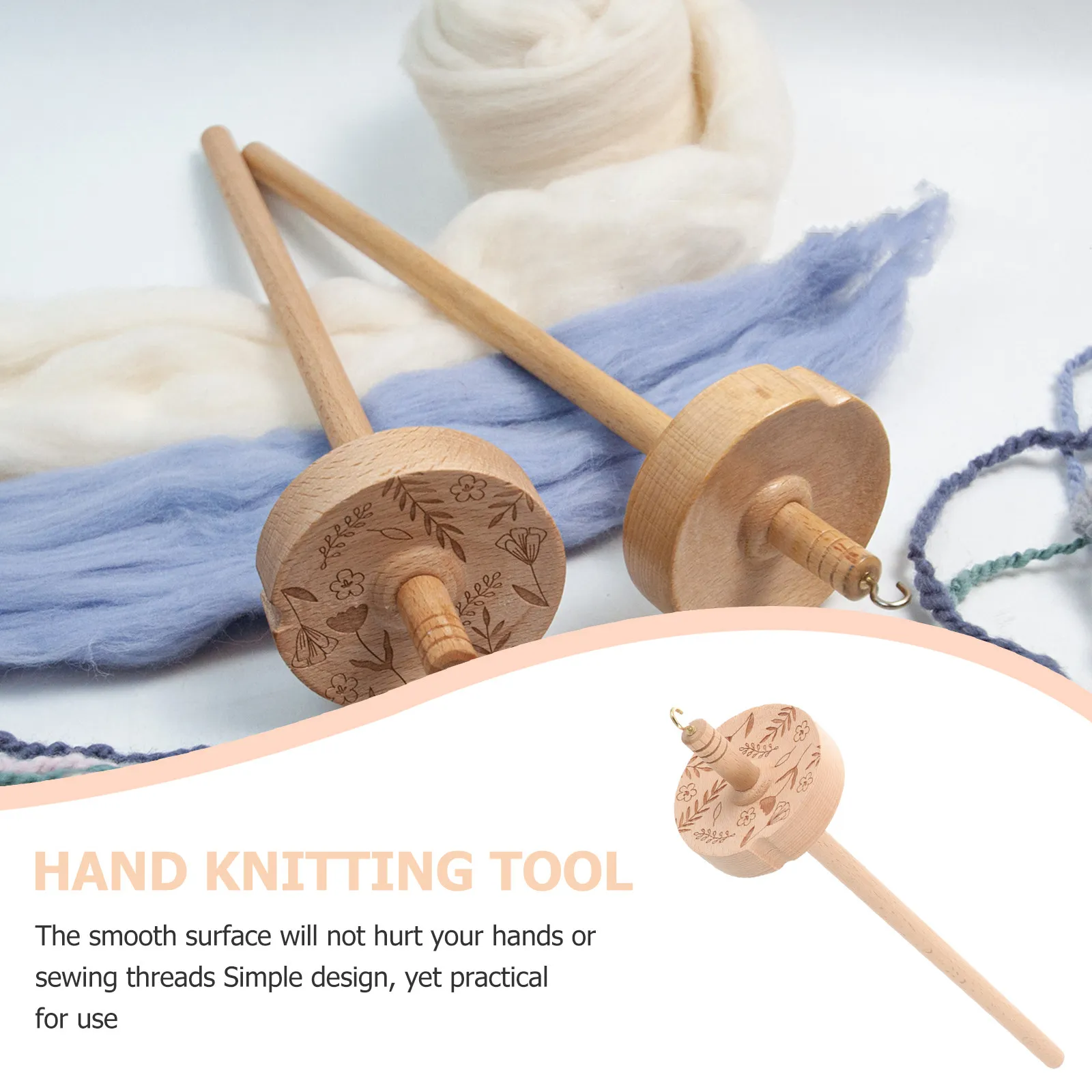 Wood Drop Spindle Wooden Yarn Roller Smooth Surface Sewing Thread Holder Knitting Tool Thread Organizer Lightweight Portable - view 3
