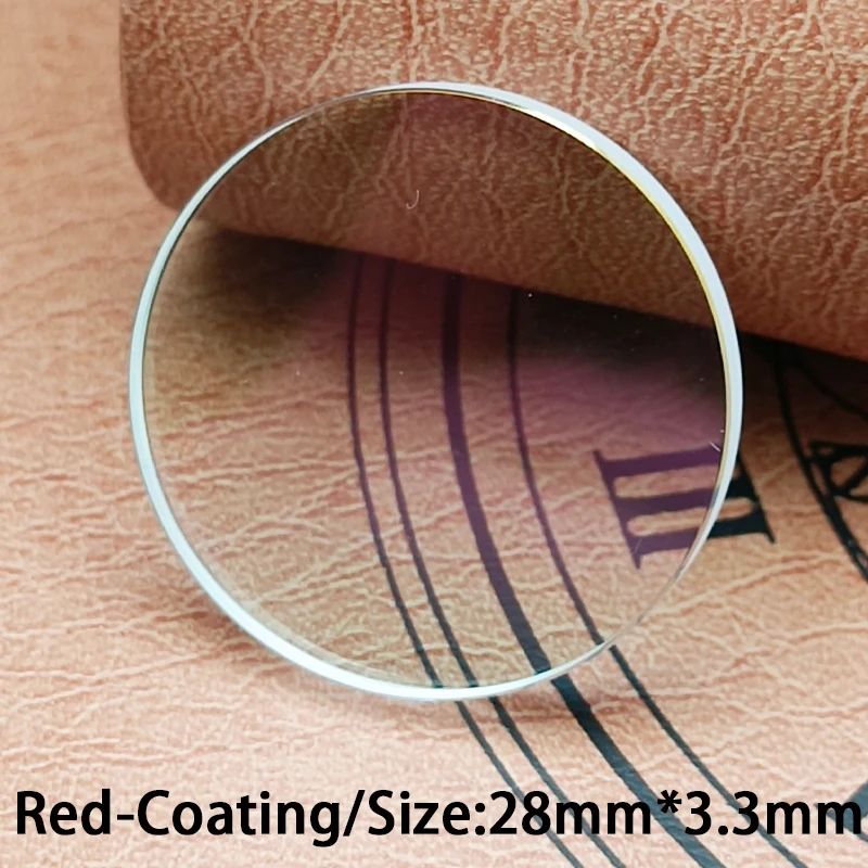Piezas de Repuesto de cristal plano de zafiro de reloj, accesorios de reloj recubiertos de AR azul/rojo/claro, piezas de módulo de repuesto de espejo, 28x3,3mm