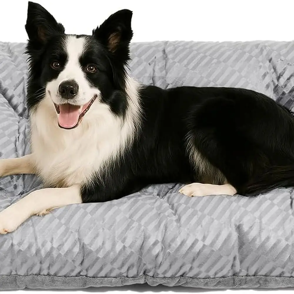 

Двусторонняя плюшевая кровать для собак, моющийся коврик для ящика, мягкий пушистый матрас для больших и средних собак, домашние кошки, 41,7x28,3, светло-серый