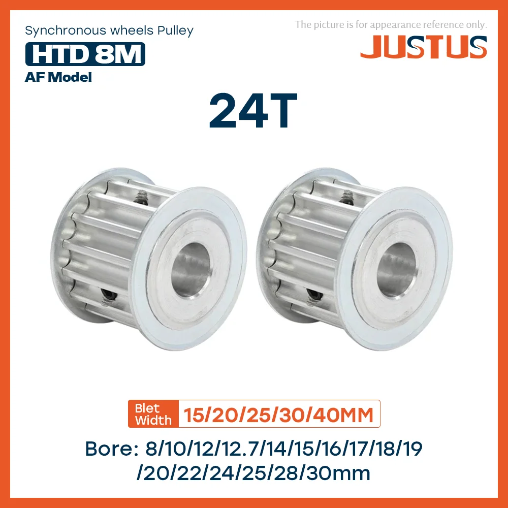 

HTD 8M 24Teeth Synchronous Pulley Bore 8-30mm Teeth Pitch 8 mm Slot Width 16/21/27/32/42 mm For 15/20/25/30/40mm 8M Timing Belt