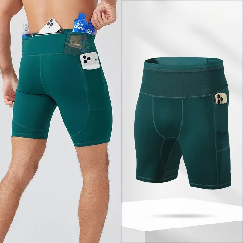 Men's Gym Shorts High Elastic Compression Running Shorts Racing Tights Workout Clothes Clothing Fitness Marathon Shorts Male