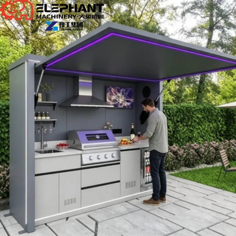 Modern Outside Bbq Metal Kitchen Cabinets Furniture Design Prefab Outdoor Water Proof Stainless Steel Kitchen Cabinet