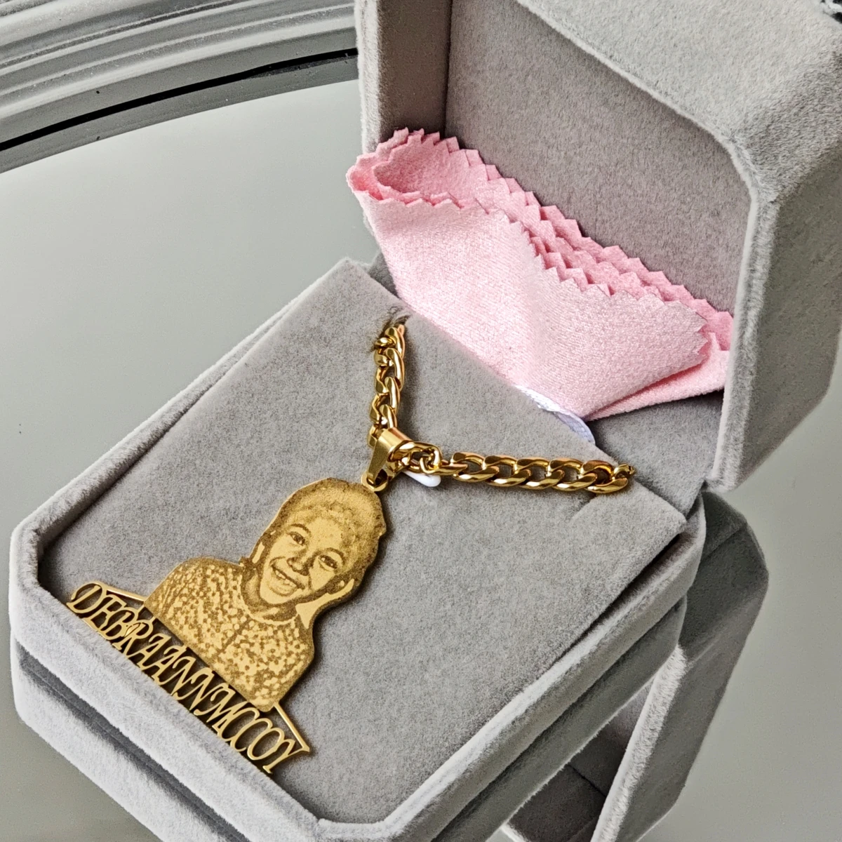 Custom Stainless Steel Jewelry Custom Photo Necklace Hip-hop Photo Pendant  Cuban Chain Necklace Commemorative Day  Jewelry