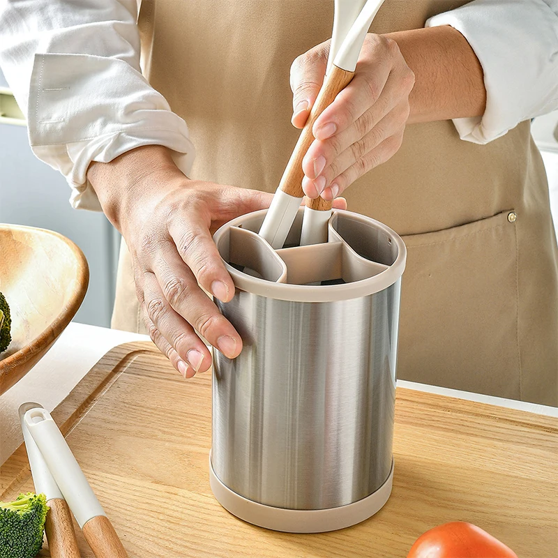 Rotatable Stainless Steel Cutlery Holder Household Tableware Drainboard Spoon Storage Kitchen Organizer Drainer Dish Drying Rack