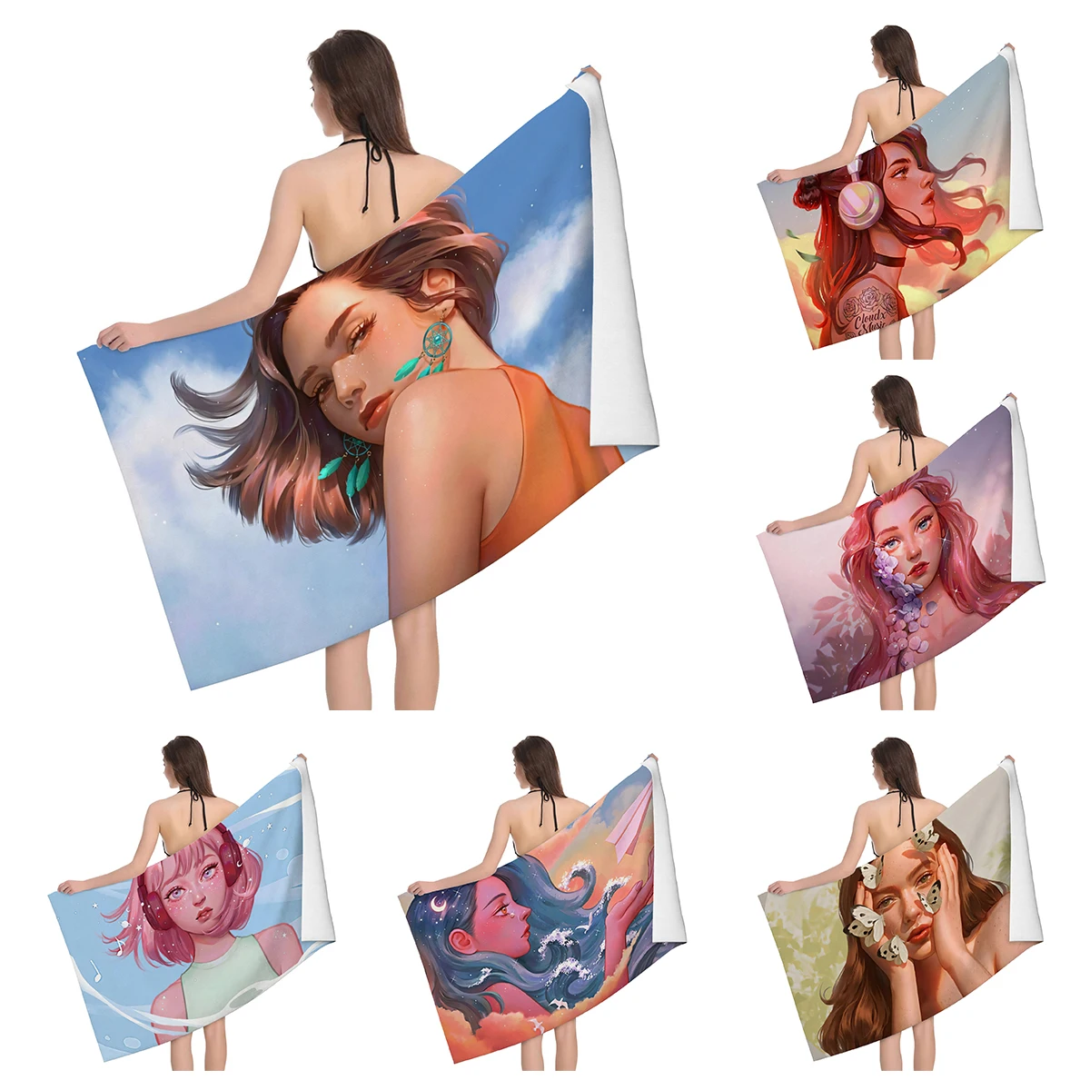 Home bath towels for the body towels Landscape animals bathroom quick drying microfiber beach towel man women large sports towel