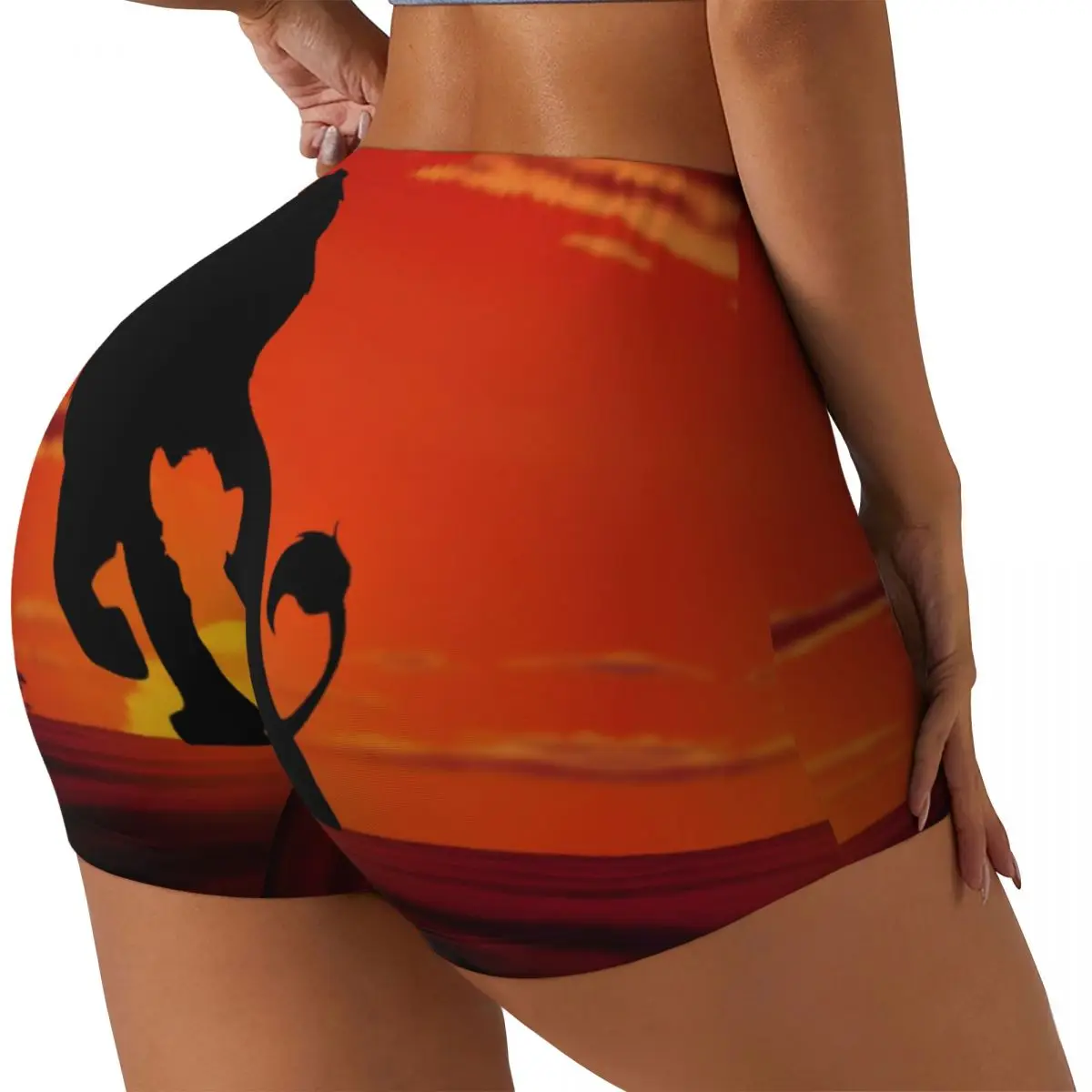 Custom The Lion King Sunset Simba Workout Biker Running Shorts for Women Hakuna Matata Film Gym Yoga Shorts