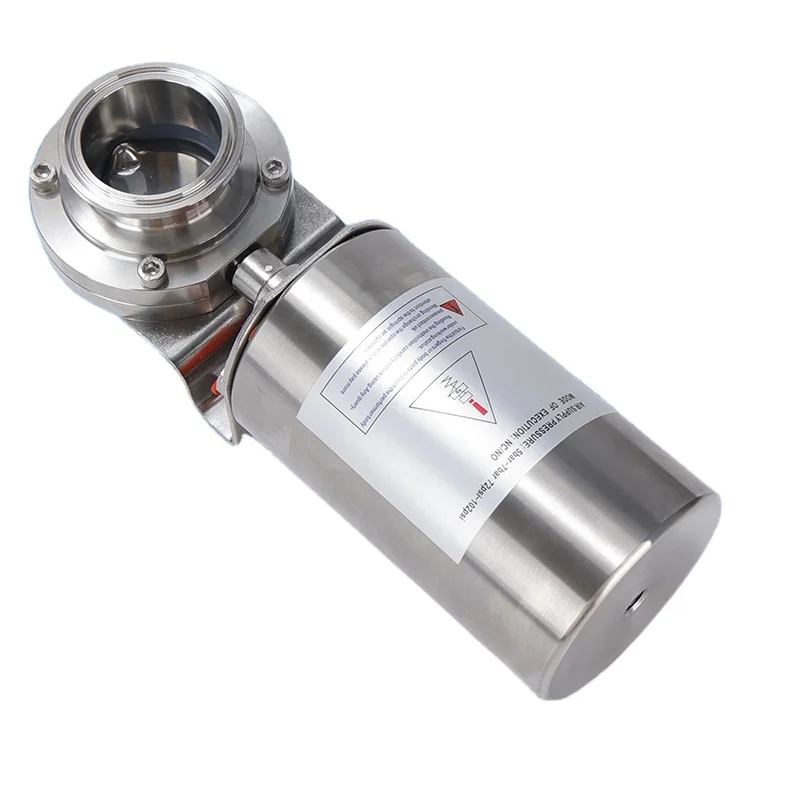 Sanitary 3A Butterfly Valve with Pneumatic Actuator Water Media Welded/clamp Structure