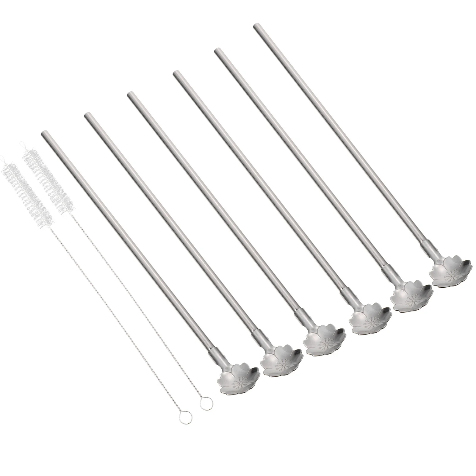 

8Pcs Stainless Steel Straw Spoon Stirring Spoons Smooth Surface Drinking Straw Spoon for Dessert Coffee Ice Home Use