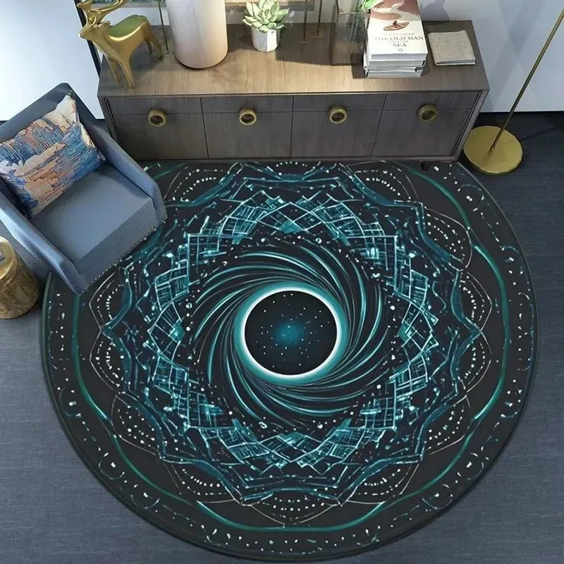 Galaxy Vortex Holographic Round Rug – Sci-Fi Inspired Floor Mat for Game Room, Living Room Modern Homes Non Slip Fantasy Rug