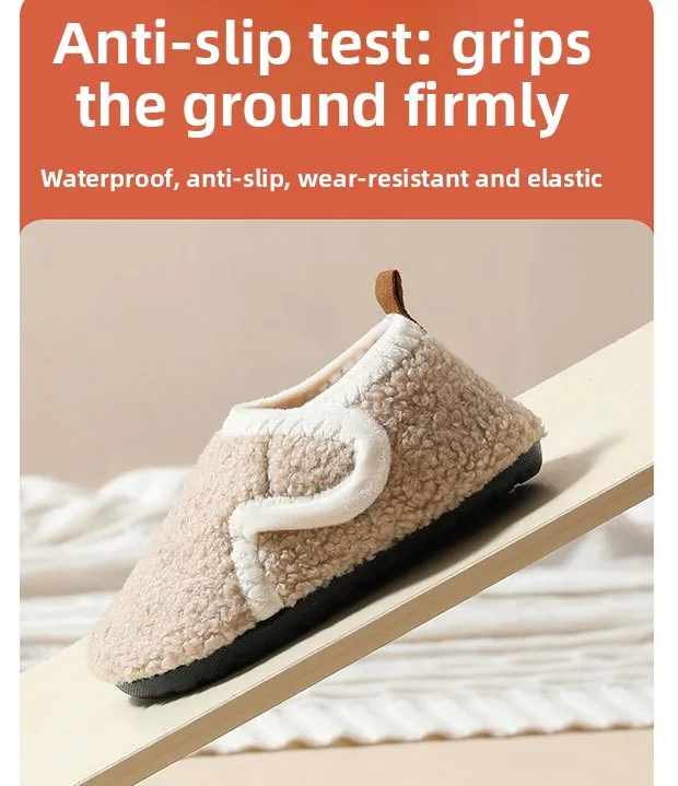 Kinder-Baumwollpantoffeln, Einfarbige Warme Winter-Hausschuhe für Jungen und Mädchen, Plüsch-Bodenschuhe, Weiche Sohle, Rutschfeste Baumwollschuhe für Drinnen – Detail 13