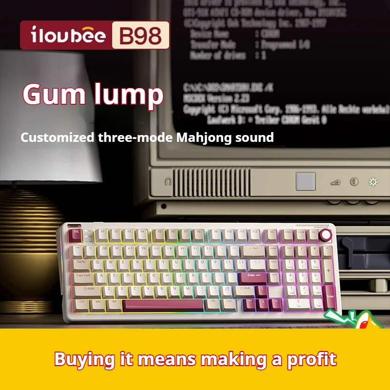 B98 레트로 기계식 키보드 무선 3모드 연결 맞춤형 RGB 인체공학적 PBT 소재 풀 키 핫 스와퍼블 CSGO