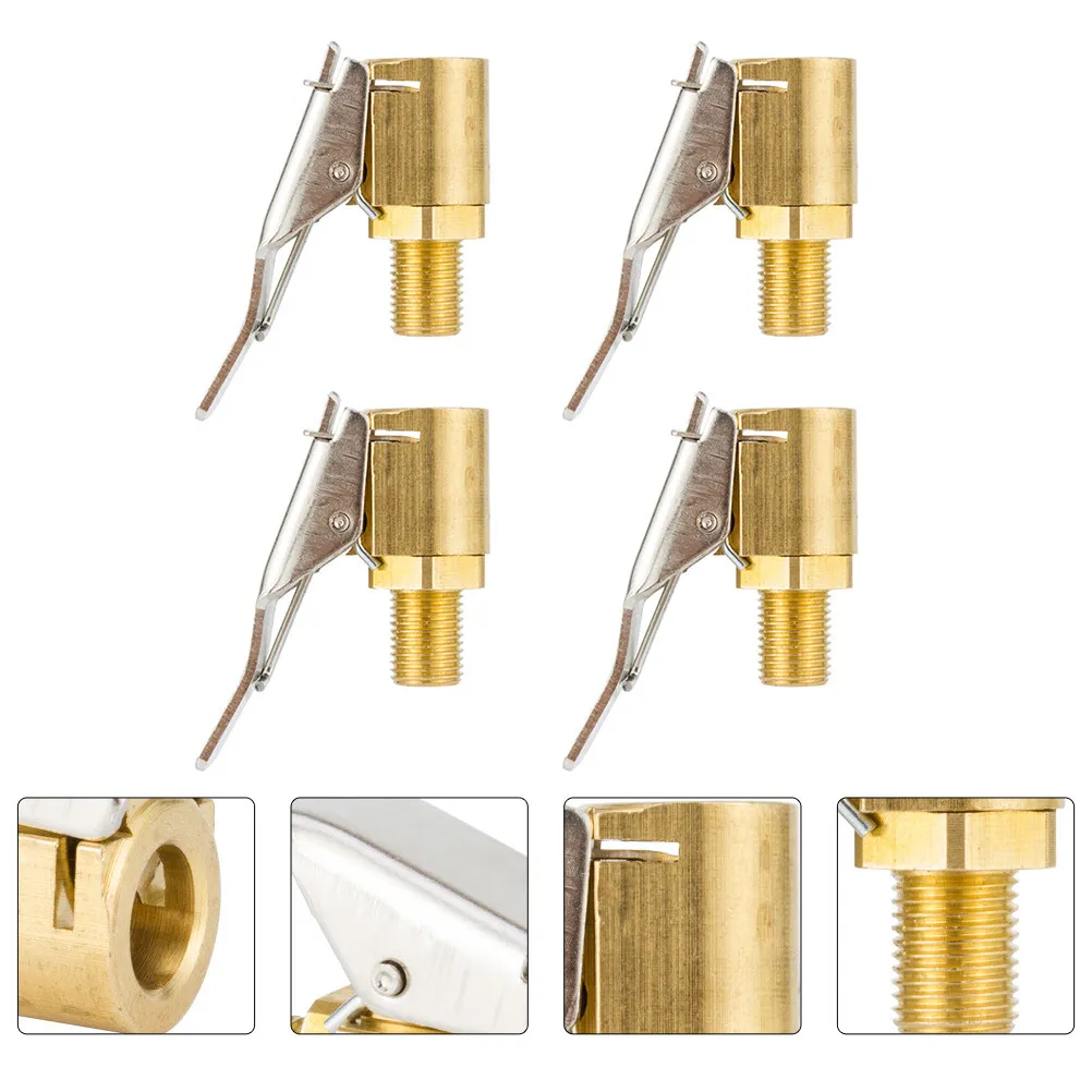 4Pcs Tire Air Chuck High Precision Brass Open End Air Chuck for 8v1 Valves Fits 8Mm Diameter Hose Car Pump Accessories