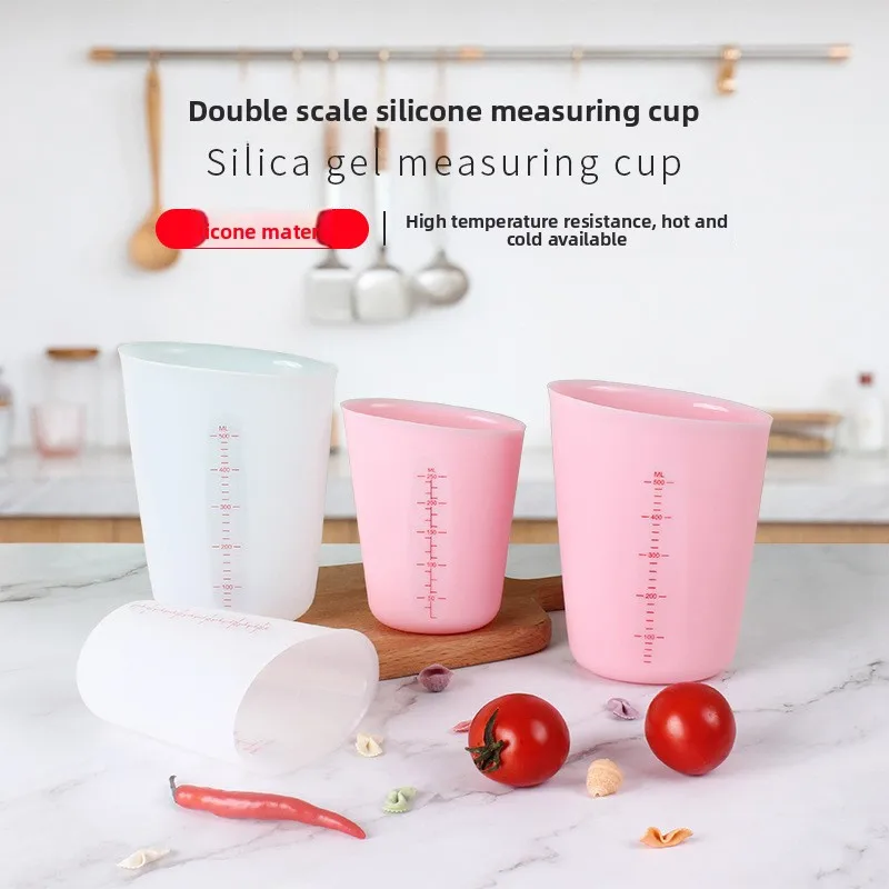 

Silicone measuring cup soft milk cup125ml250Milliliter500Milliliter double scale visible baking measuring cup