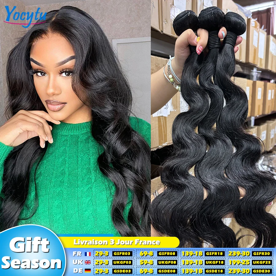 20 22 24 Inch Body Wave Bundles Human Hair 100% Raw Hair Bundles 30Inch Human Hair Bundles 12A Body Wave Bundles 3 Days Delivery