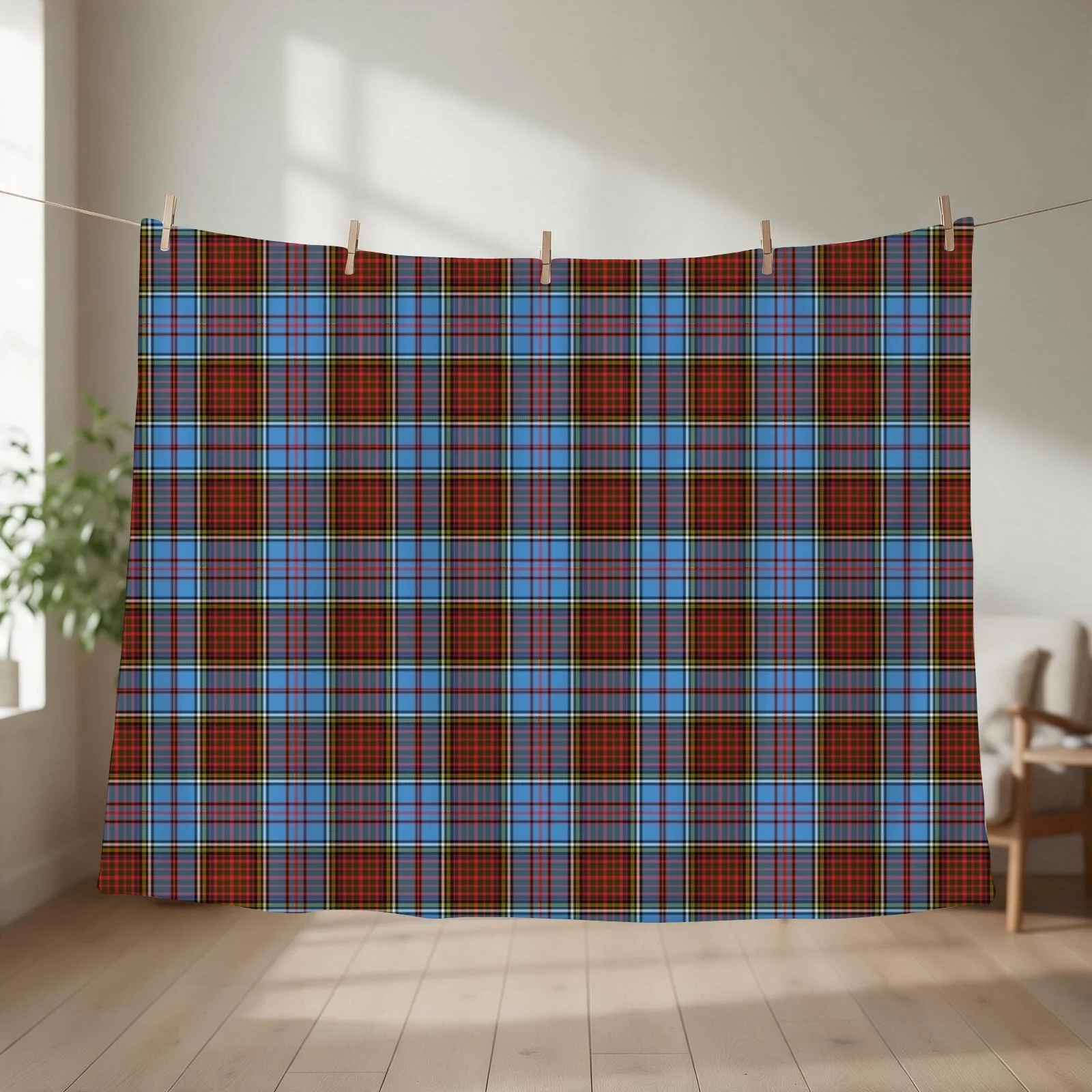 Clan Anderson Tartan Throw Blanket couch cozy soft plush fuzzy picnic outdoor blanket