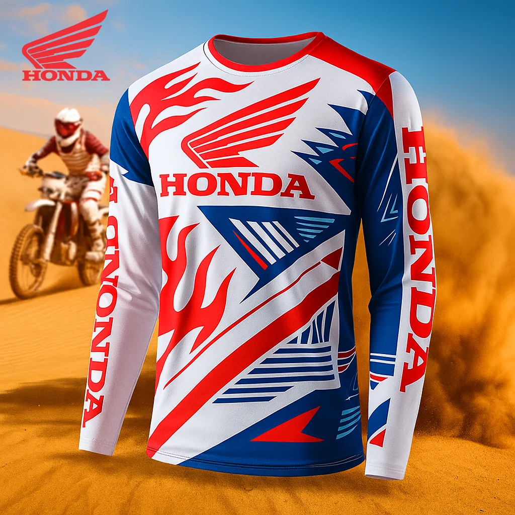 

Latest Hot Selling Honda Printed Pattern off-road Motorcycle Mountain Bike Racing Sport Long Sleeved Breathable Quick Drying Top
