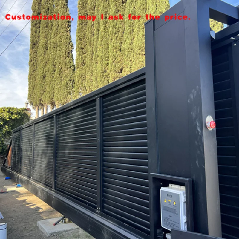 custom.Outdoor Garden Automatic Door Aluminum Fence Panel Sliding Driveway Gate
