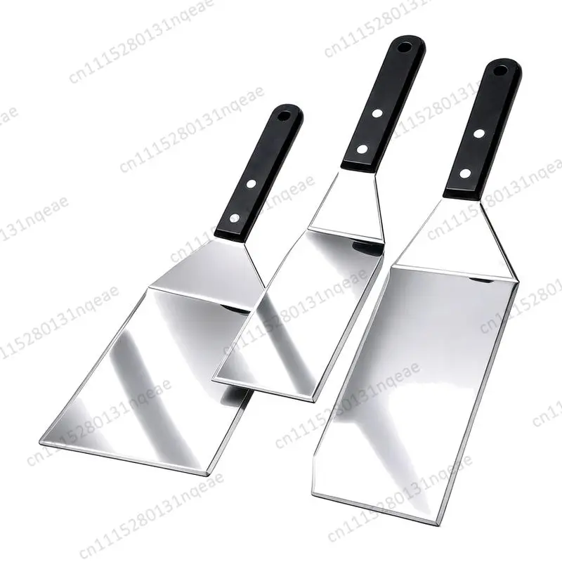 Super Long Heavy Duty Stainless Steel Mirror Polished Beveled Edge Three-piece Frying Pan Shovel Set for Barbecue