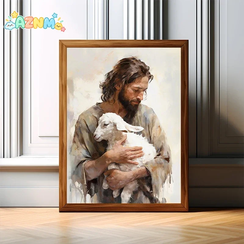 Black and White Jesus Faith Cross on Hill Poster Print Canvas Painting Modern Religious Wall Art HD Picture for Room Home Dec