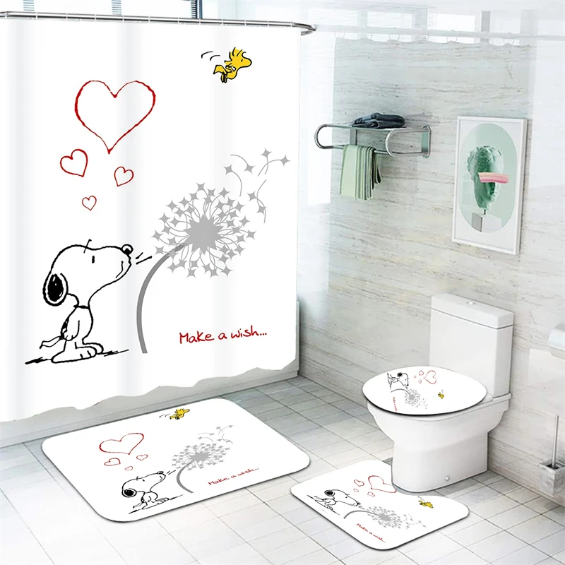 Snoopy Shower Curtain Waterproof, Splash-proof and Corrosion-resistant Bathroom Dedicated Bathroom Full Set Luxury Set