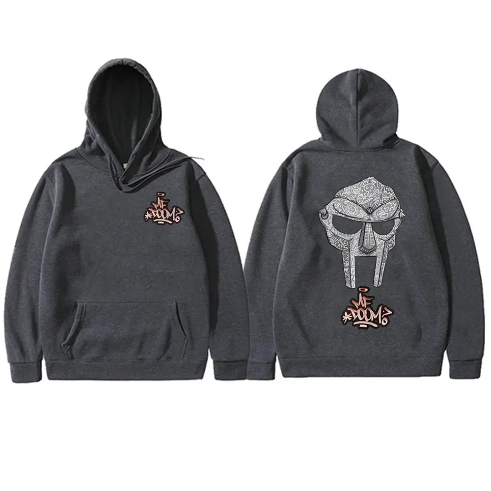 Rapper Mf Doom Madvillain Hoodie mit doppelseitigem Aufdruck einer Metallmaske, Herren-Oversize-Pullover, Hip-Hop-Rap-Vintage-Hoodie – Detail 5