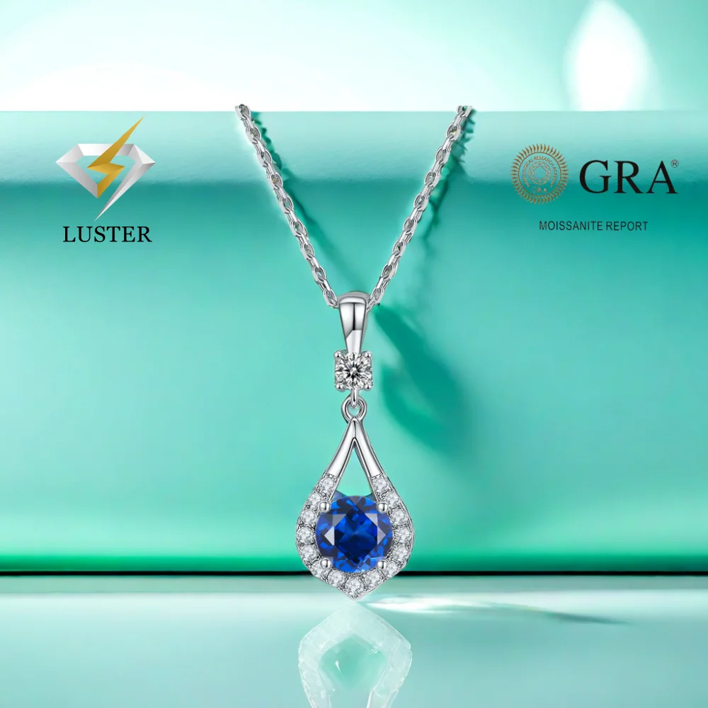 

LUSTER D Cultivate emerald-green Pendant Original s925 Sterling Silver Plated 18k White Gold with GRA Pendant for Women