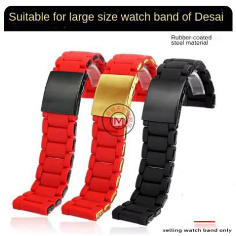 24 26 28mm Silicone Stainless Steel Watchband for Diesel Watch Strap DZ7396 DZ7370 DZ4289 DZ7070 DZ7395 Men Rubber Wrist Band