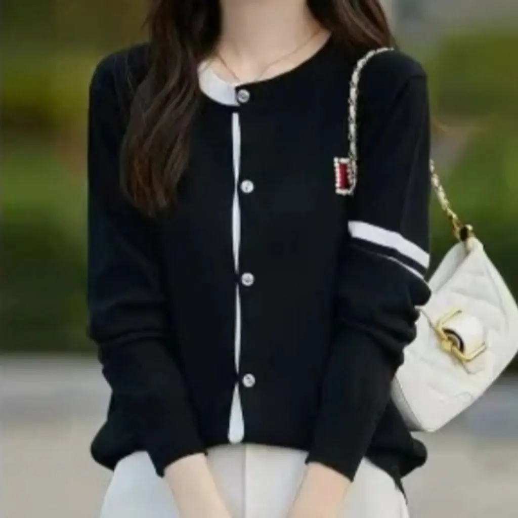 

Women's Crewneck Knitted Cardigan Single-Breasted Loose Sweater Jacket Casual Lazy Style Autumn Winter New Fashion Top