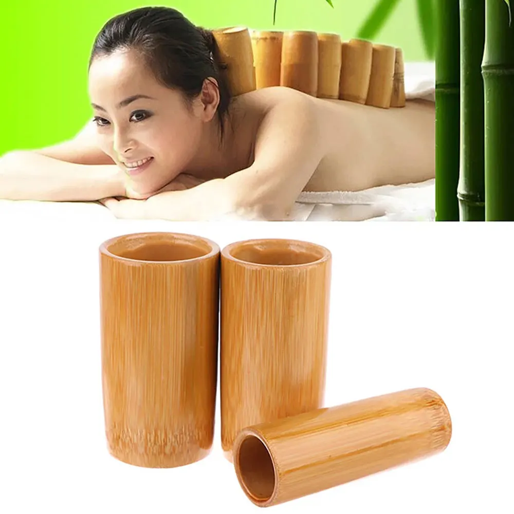 Traditionelles chinesisches Glas-Feuer-Schröpfset, Körpertherapie, Cellulite-Set, karbonisierte Bambus-Saugnäpfe, Akupunktur-Massage