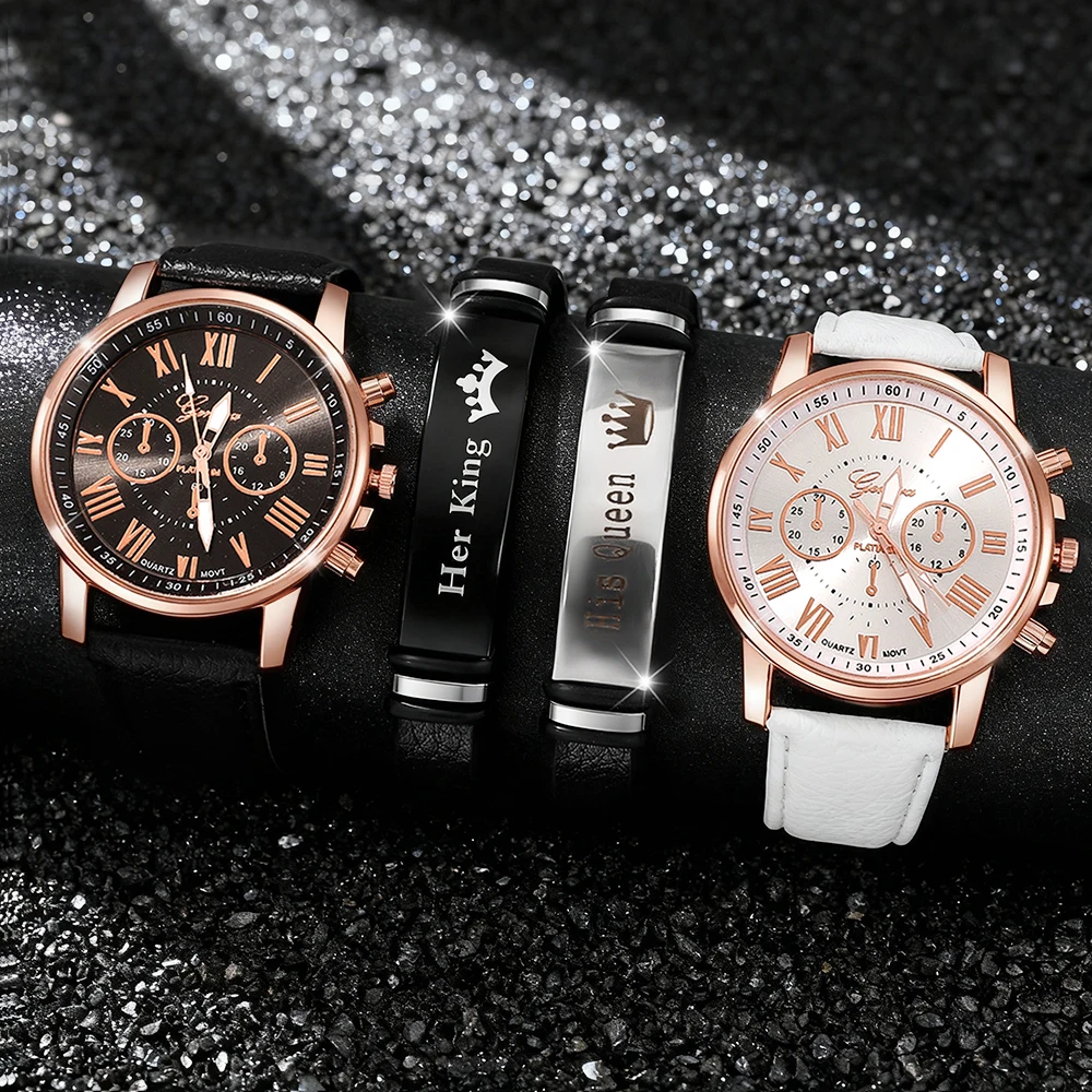 4pc trendy and elegant women's quartz watch and accessory combination set is the best choice for gift giving