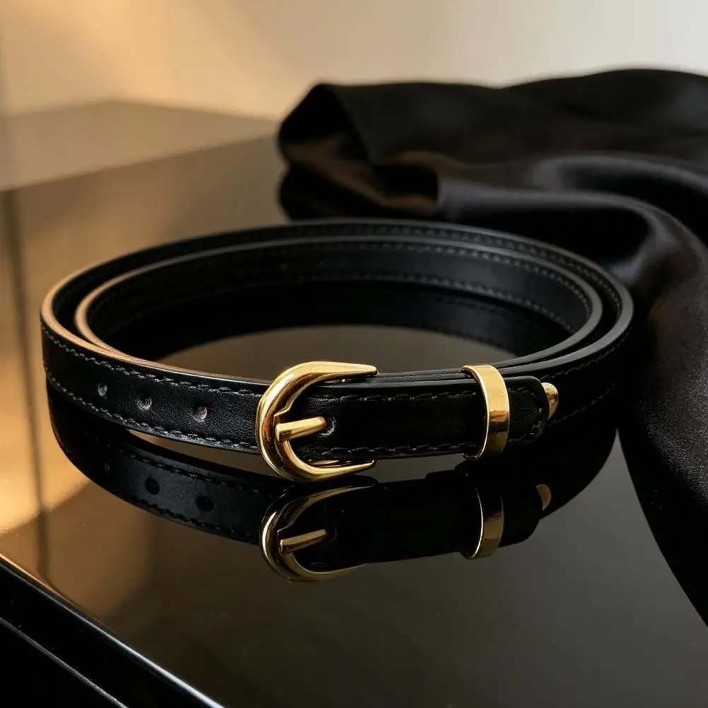 Gold Buckle Hat Accessory Faux Leather Fedora Hatband Replacement Adjustable Cowboy Hat Band for Men Women Skinny Faux Leather