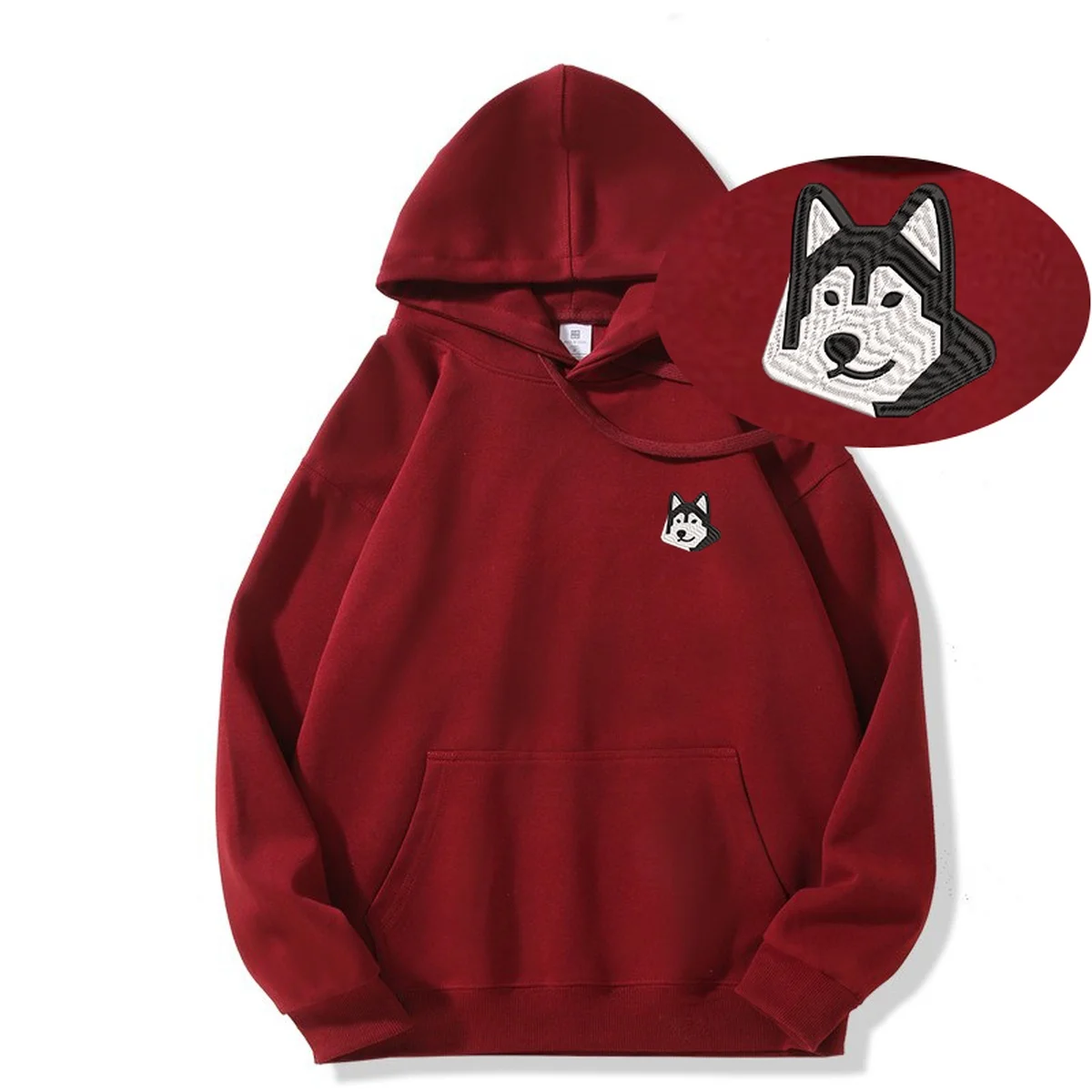 

Premium Husky Embroidery Hoodie y2k Streetwear - man clothing sudaderas Camping & Hiking Embroideried Sweatshirt Hoodies